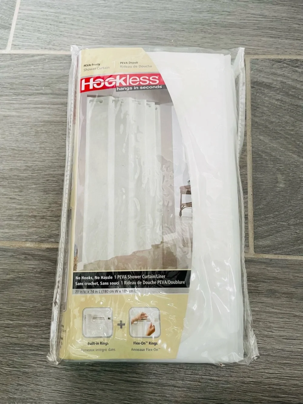 Brand New Hookless PEVA Shower Curtain/Liner - Frosty White, 71